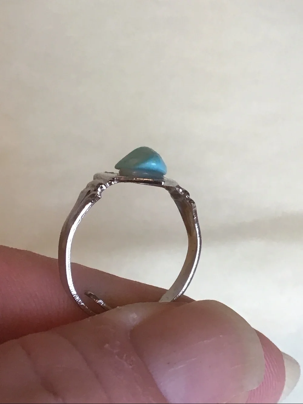 Two Vintage Turquoise Silver-toned Rings, Adjustable